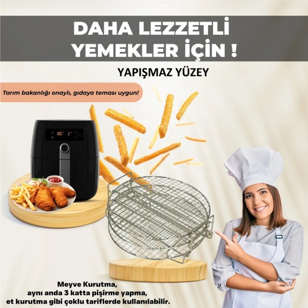 Dolphfin Airfryer 3 Katlı Izgara