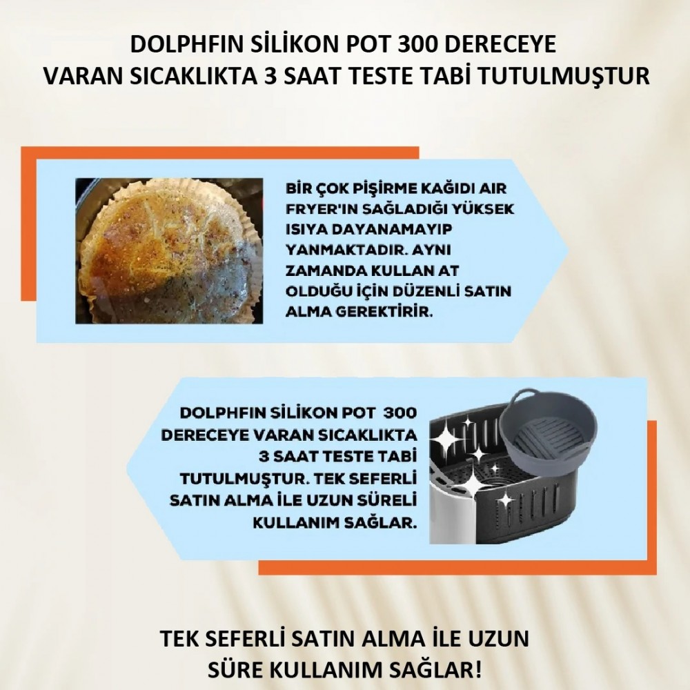 Dolphfin Airfryer Silikon Bordo Pişirme Kabı